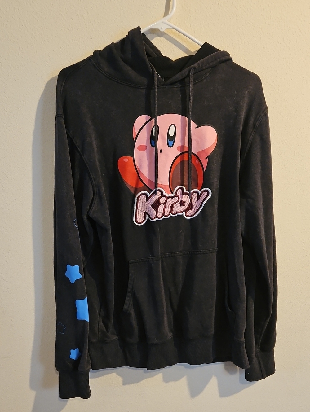 Nintendo Black Hoodie with Pink Kirby and Blue Star Accents